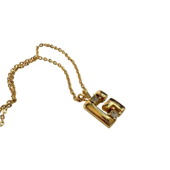 Vintage Givenchy "G" Necklace Gold Plated with 2 Rhinestones - - Picture 10 of 15